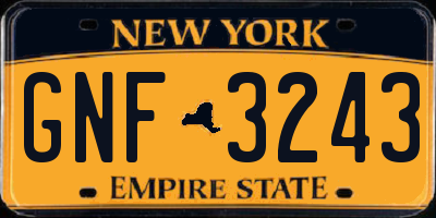 NY license plate GNF3243