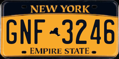 NY license plate GNF3246