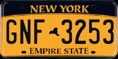 NY license plate GNF3253