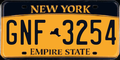 NY license plate GNF3254