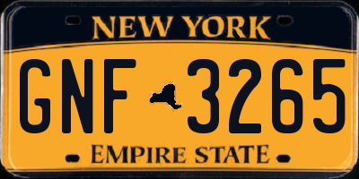NY license plate GNF3265