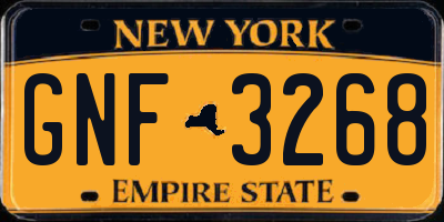 NY license plate GNF3268