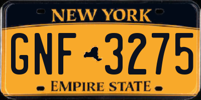 NY license plate GNF3275