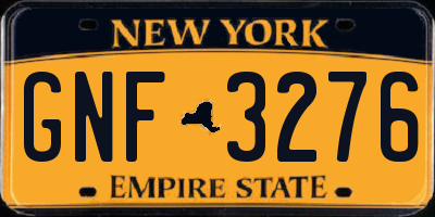 NY license plate GNF3276