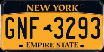 NY license plate GNF3293
