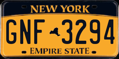 NY license plate GNF3294