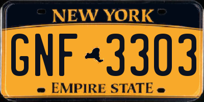 NY license plate GNF3303