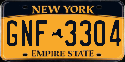 NY license plate GNF3304