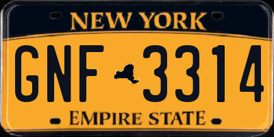 NY license plate GNF3314
