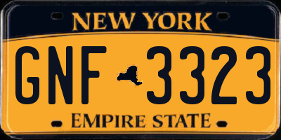 NY license plate GNF3323
