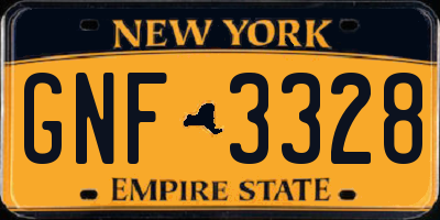 NY license plate GNF3328