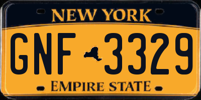 NY license plate GNF3329