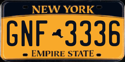 NY license plate GNF3336