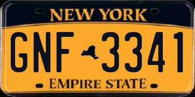 NY license plate GNF3341
