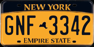 NY license plate GNF3342