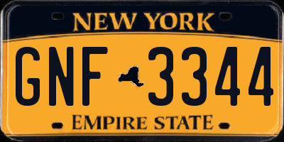 NY license plate GNF3344