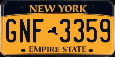 NY license plate GNF3359