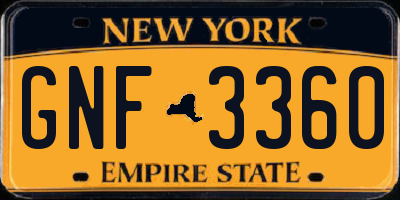 NY license plate GNF3360