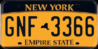NY license plate GNF3366