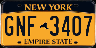 NY license plate GNF3407