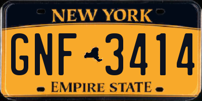 NY license plate GNF3414