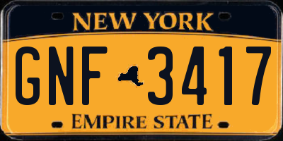 NY license plate GNF3417