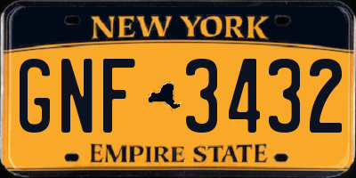NY license plate GNF3432