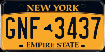 NY license plate GNF3437