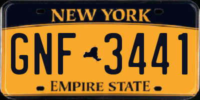 NY license plate GNF3441