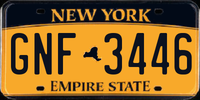 NY license plate GNF3446
