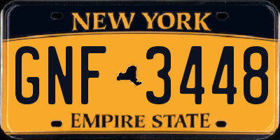 NY license plate GNF3448