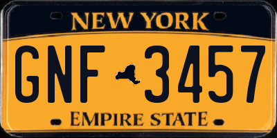 NY license plate GNF3457