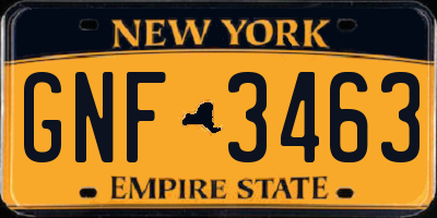 NY license plate GNF3463