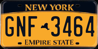 NY license plate GNF3464