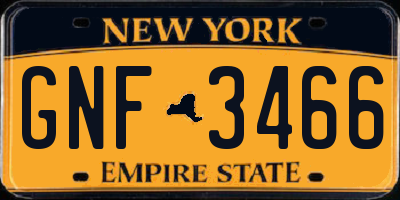 NY license plate GNF3466