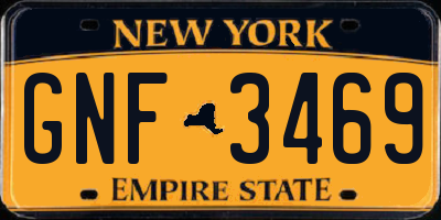 NY license plate GNF3469