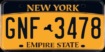 NY license plate GNF3478