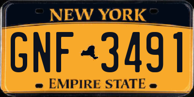 NY license plate GNF3491
