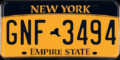NY license plate GNF3494