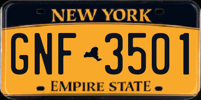 NY license plate GNF3501