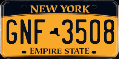NY license plate GNF3508