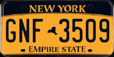NY license plate GNF3509