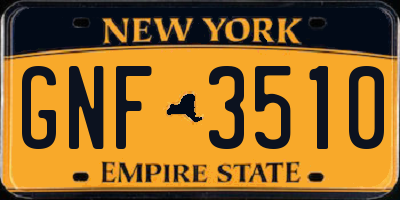 NY license plate GNF3510
