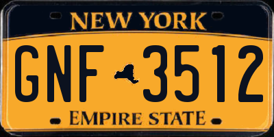 NY license plate GNF3512
