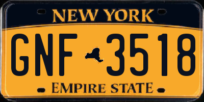 NY license plate GNF3518