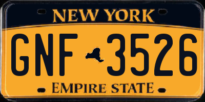 NY license plate GNF3526