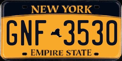 NY license plate GNF3530