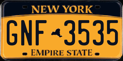 NY license plate GNF3535