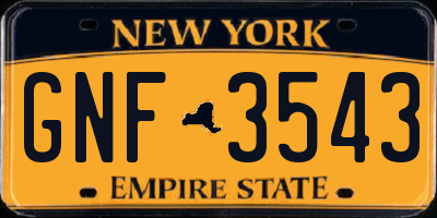 NY license plate GNF3543