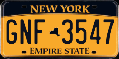 NY license plate GNF3547
